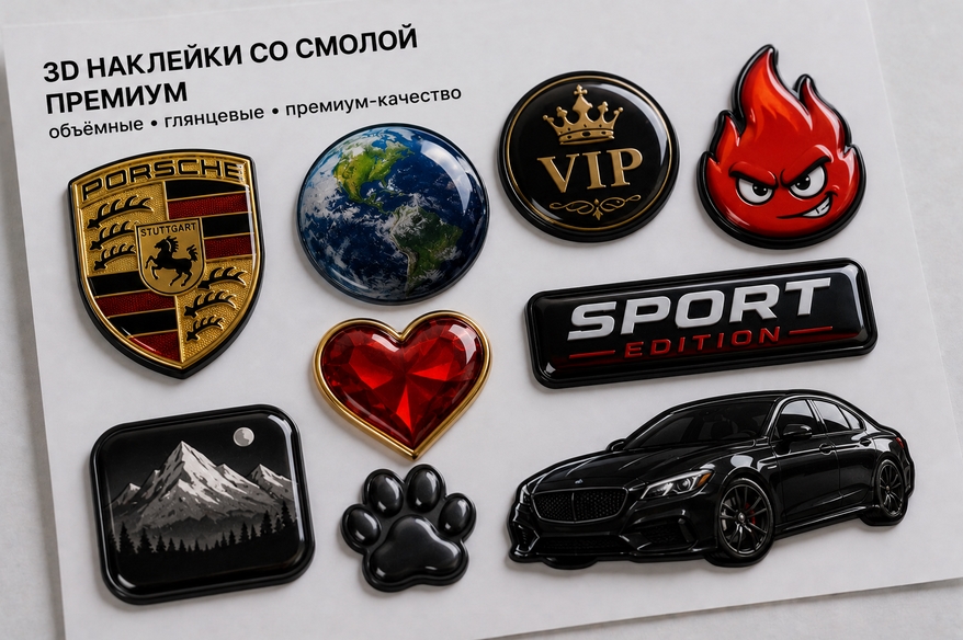3D наклейки со смолой премиум